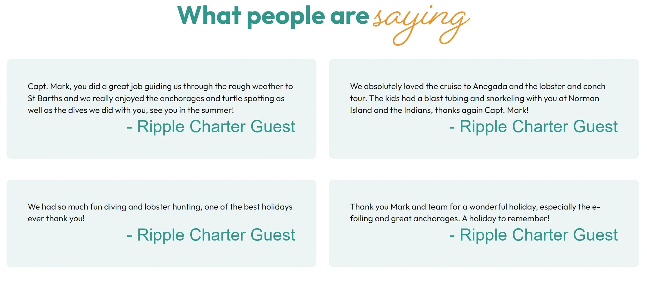 What people are saying about Ripple Charter — customer testimonials